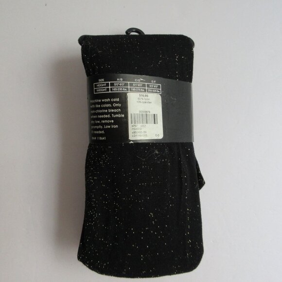 Lane Bryant Control Top Tights Black Metallic Size C/D, 1 Pair, Made in USA NEW - Picture 2 of 11